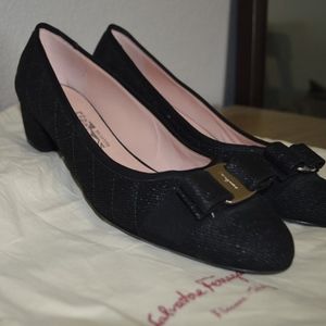 Salvatore Ferragamo Black Bow Pump Shoe